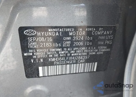 2017 Hyundai Elantra Limited from USA, damaged, VIN KMHD84LFXHU284397
